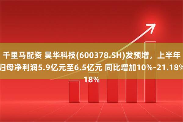 千里马配资 昊华科技(600378.SH)发预增，上半年归母净利润5.9亿元至6.5亿元 同比增加10%-21.18%